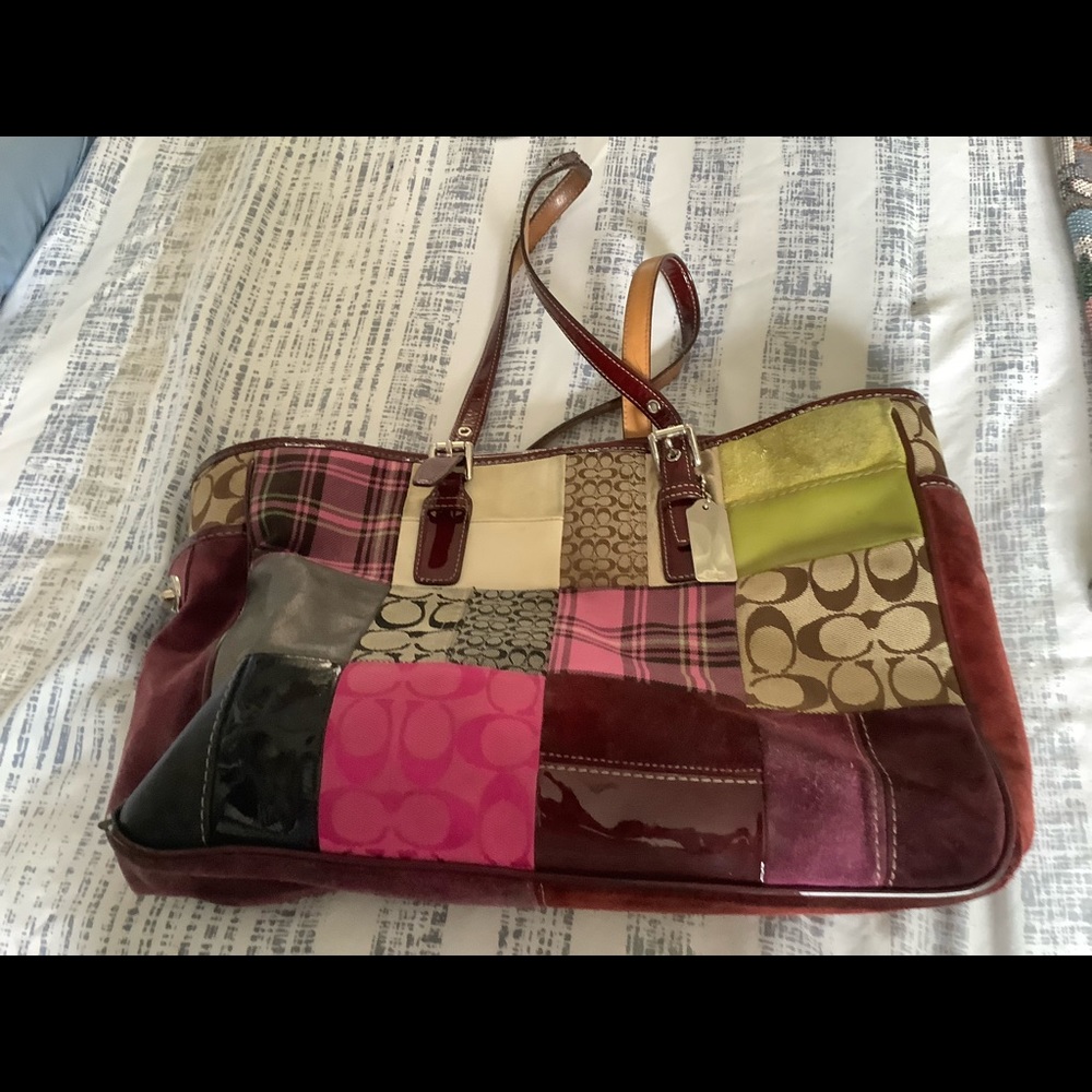 Authentic Coach bag-patchwork -colors explained below-14x10x4